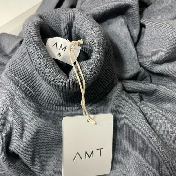 Above Mediocre Taste AMT Blue Turtle Neck Ribbed Sweater - Picture 7 of 9